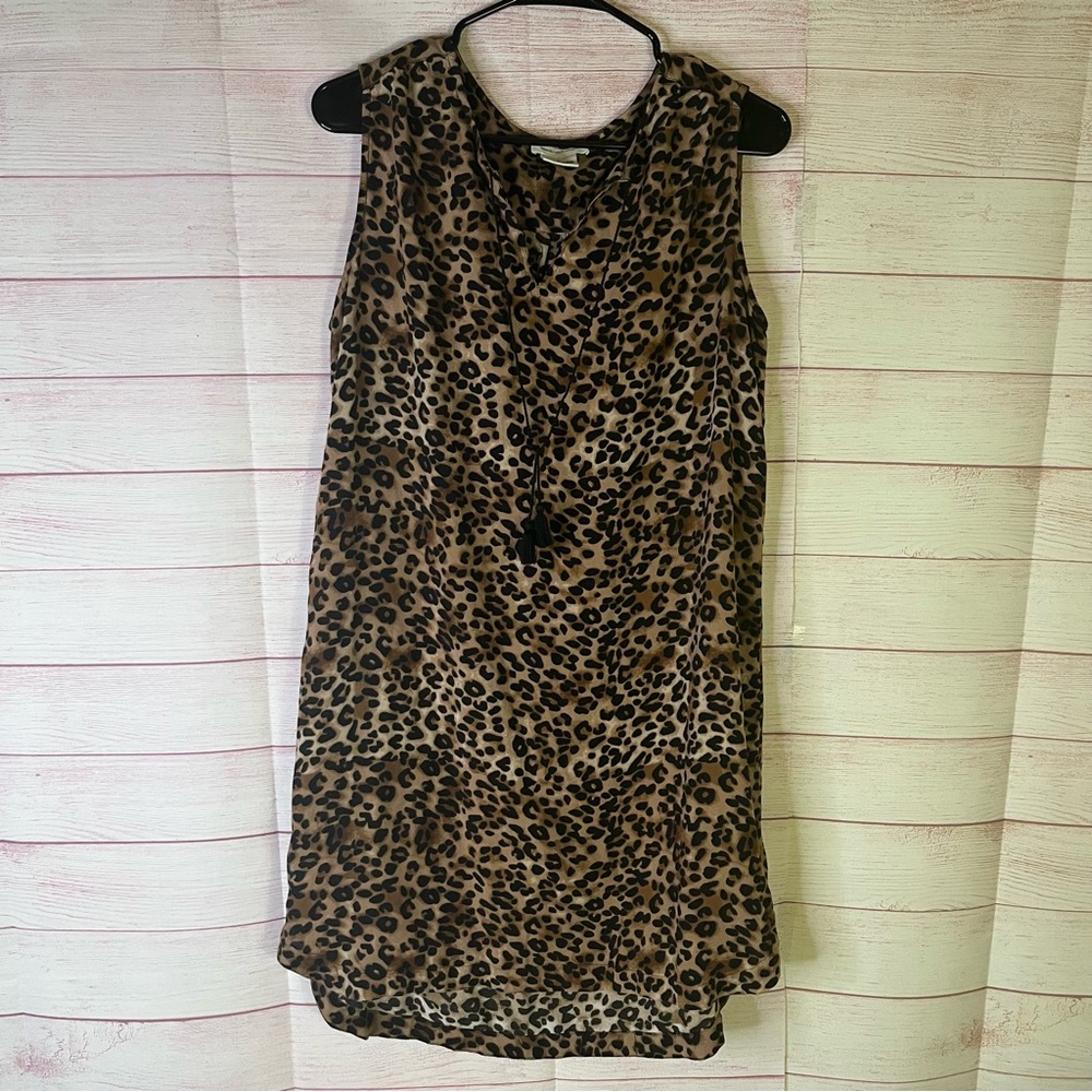 Beach Lunch Lounge 100% Rayon Sleeveless Animal Print Dress Size Large
